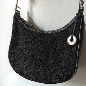 Vintage The Sak Black Nylon Crochet Crossbody Bag